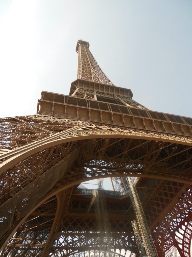 A close-up view of the Eiffel Tower's interiors