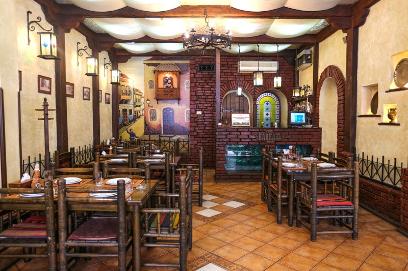 Interior of the Caucasus restaurant which runs 24*7 in Yerevan