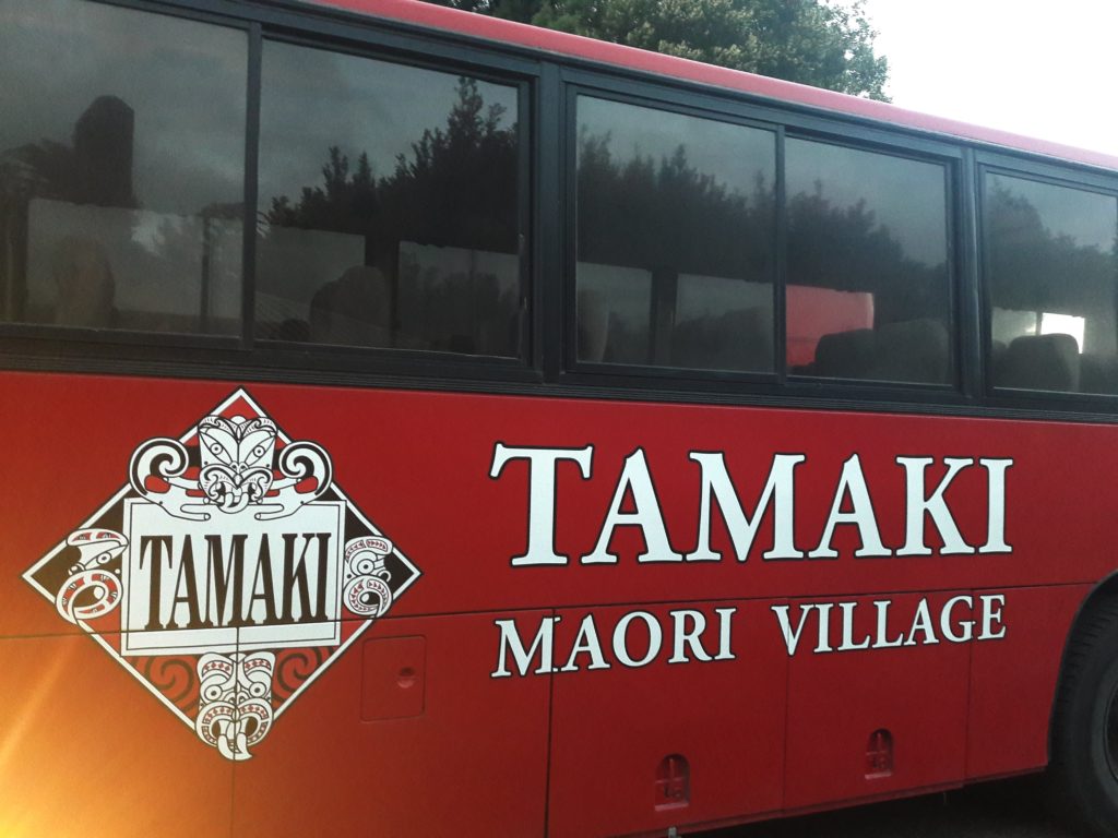 Beginning the "Experiencing Maori culture" experience by hopping on the Tamaki Maori coach