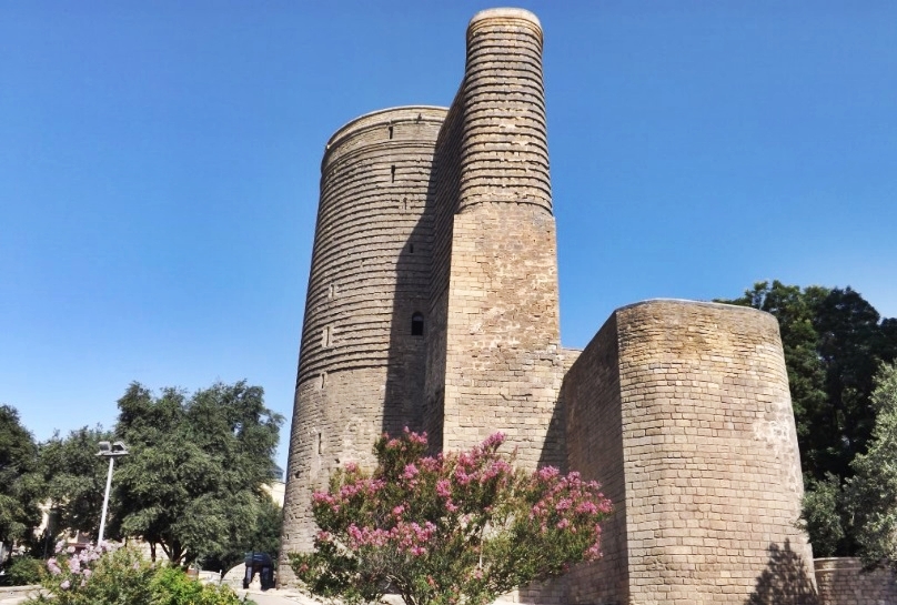 The historic and legendary Maiden Tower in the old city of Baku