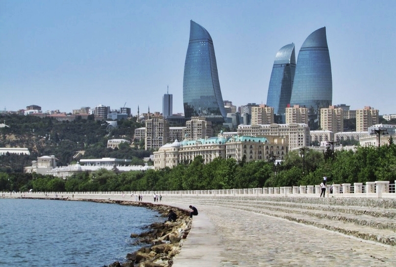 View of the Flame Towers from the stunning Baku Boulevard