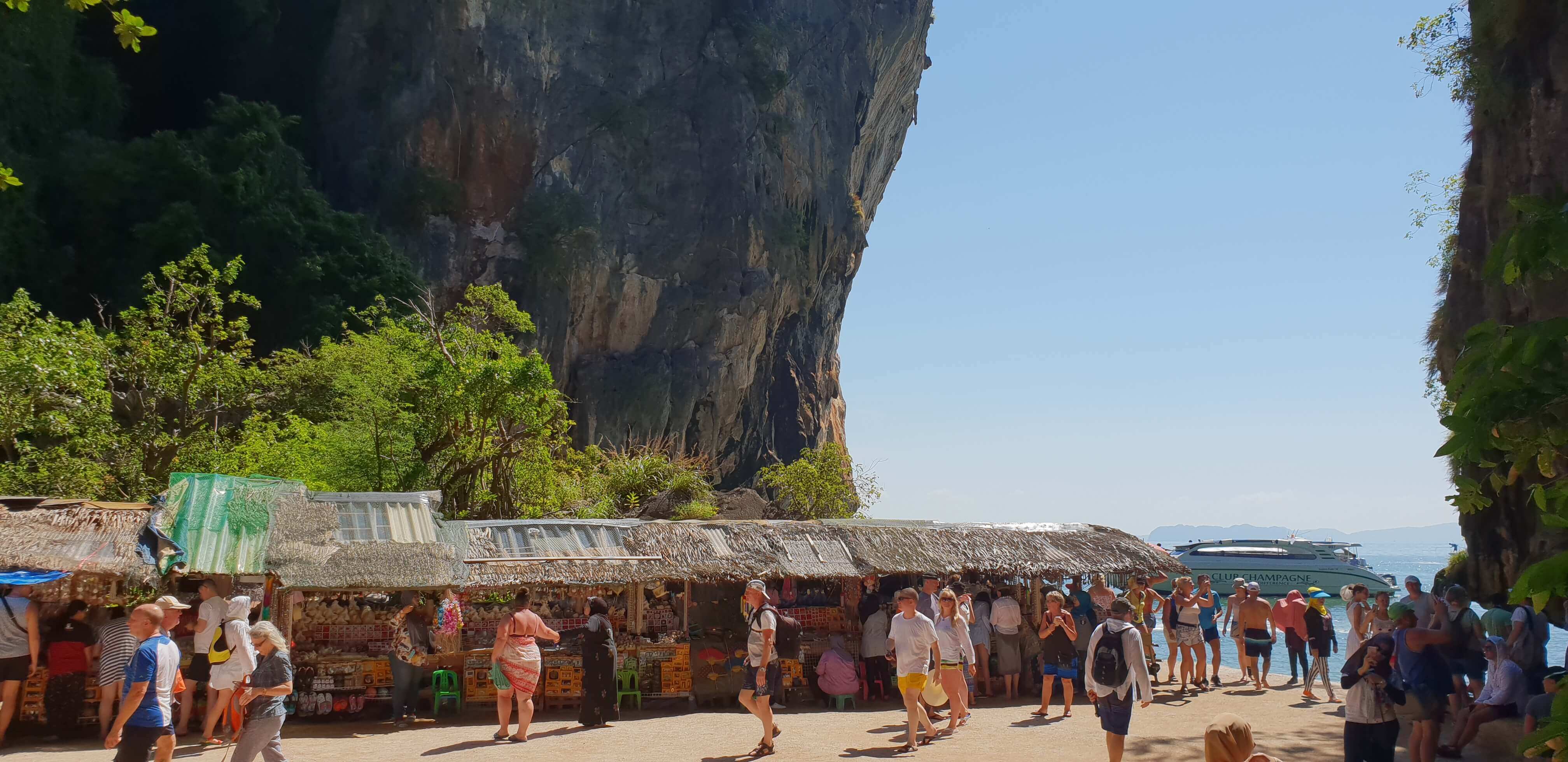 A line of shops at the James Bond Island