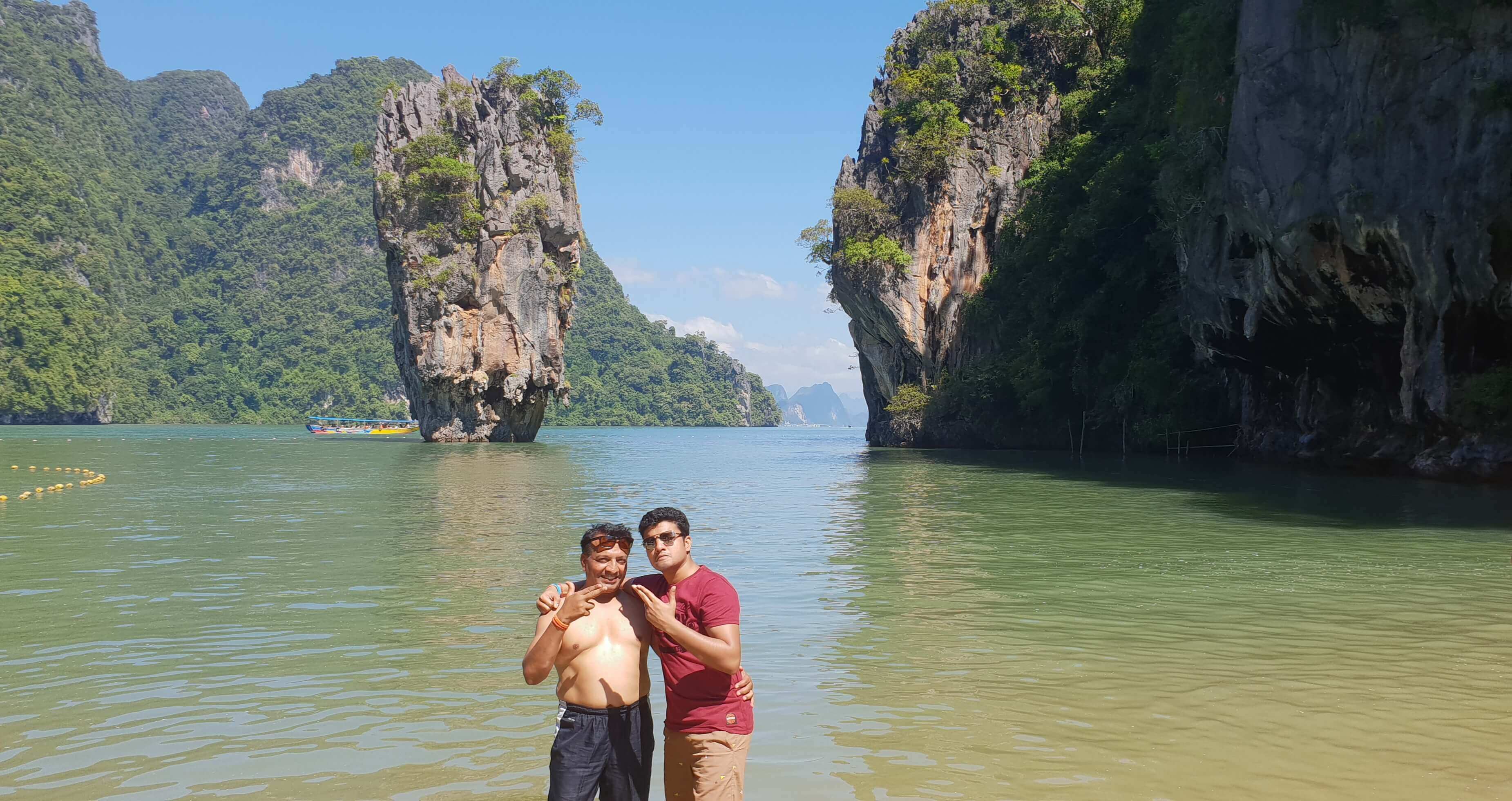 Dad and I giving the 007 pose because James Bond island