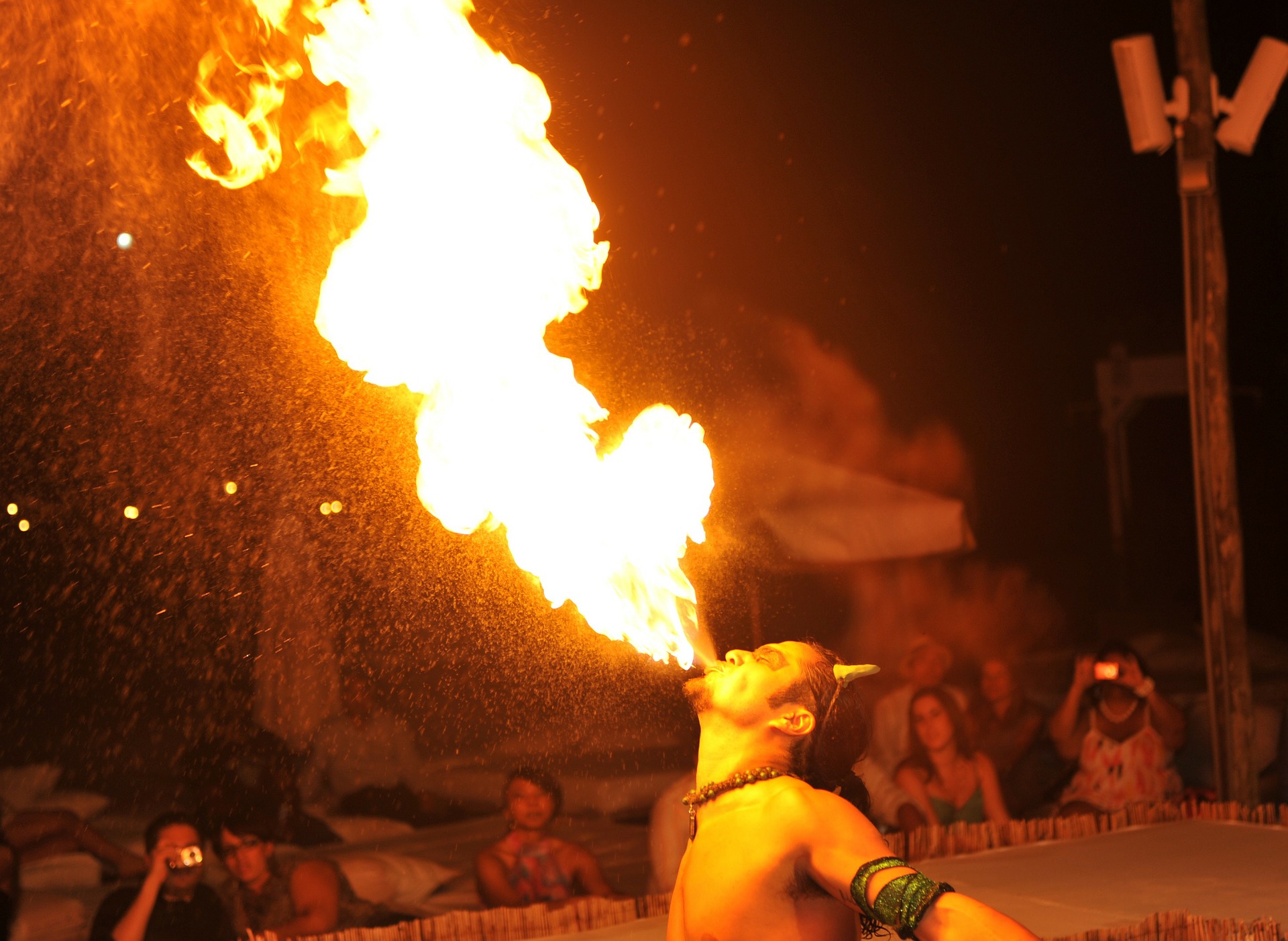 You can enjoy performers putting up entertaining Fire Shows at night