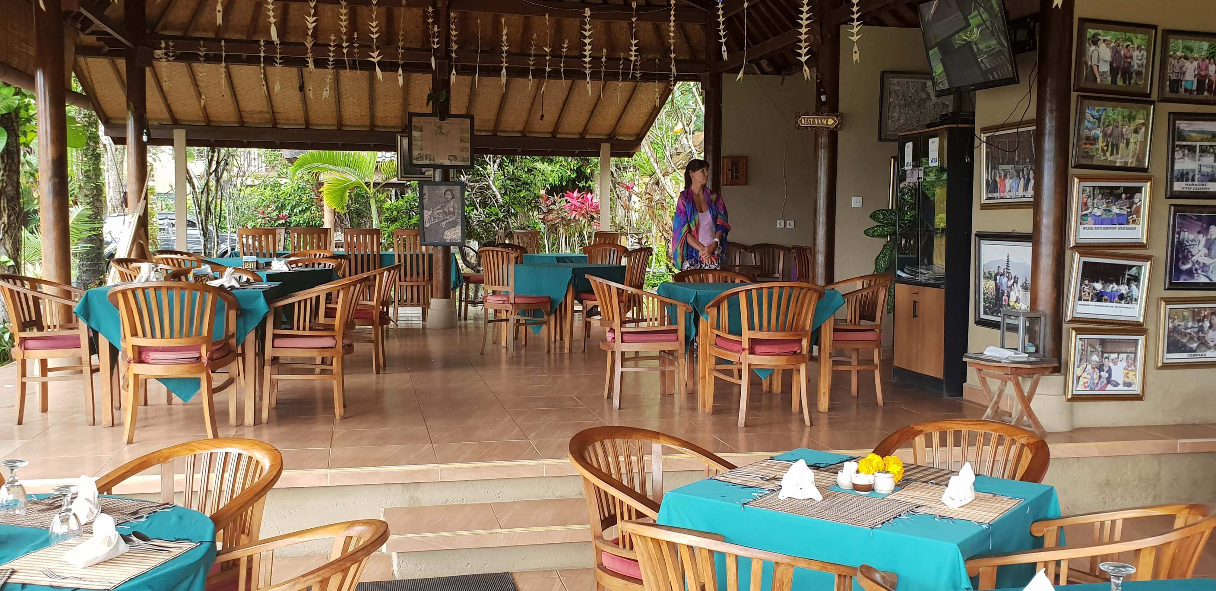 View of the indoor seating at the Mahagiri Resort and Restaurant