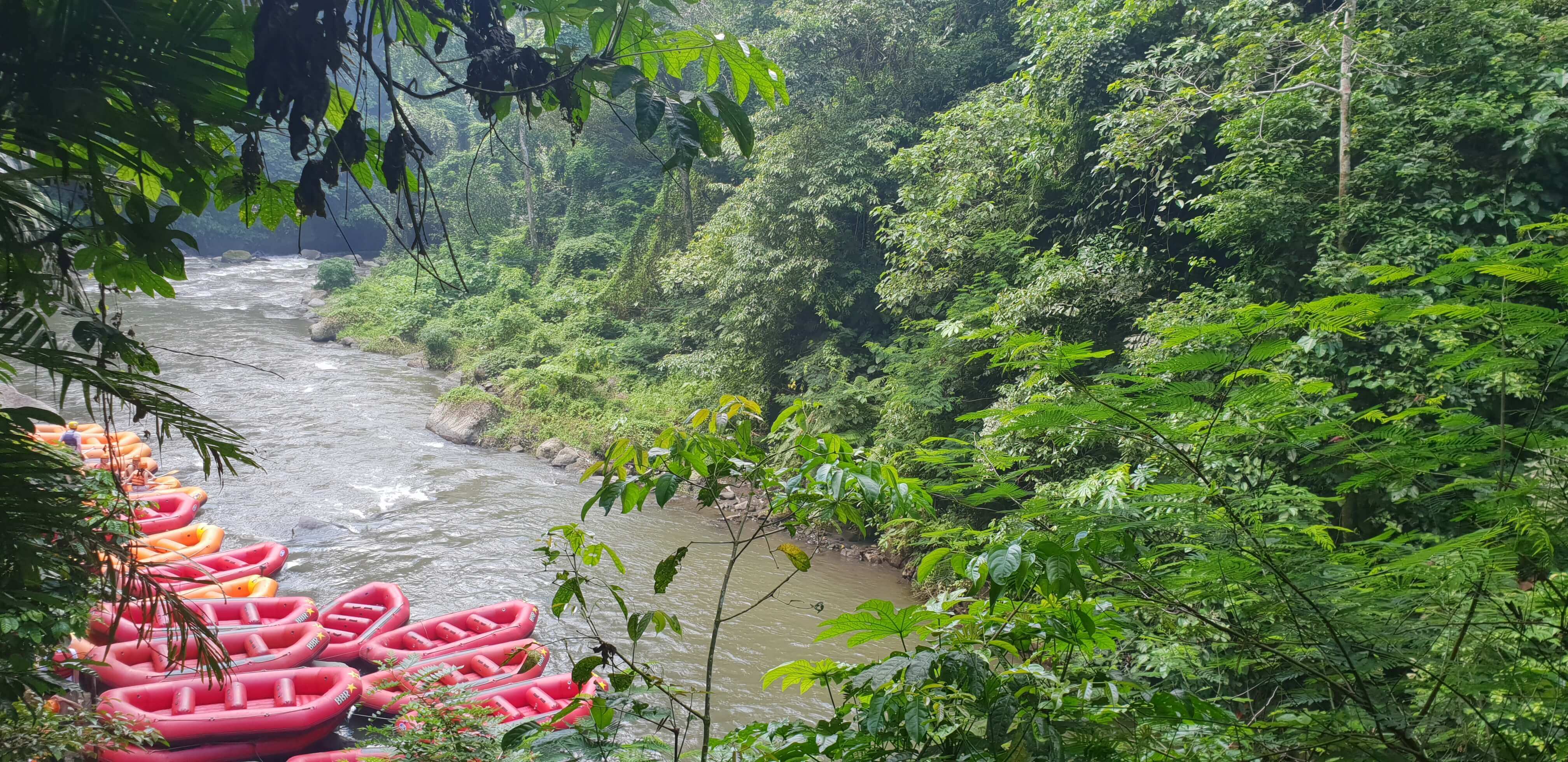 You reach the river rafting point after quite a bit of a hike through the forests and rice paddies