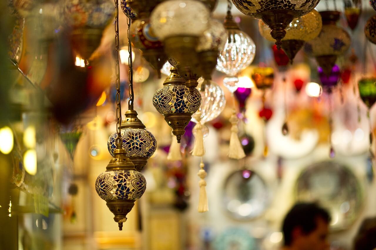 Beautiful decorative lamps inside a store in Grand Bazaar