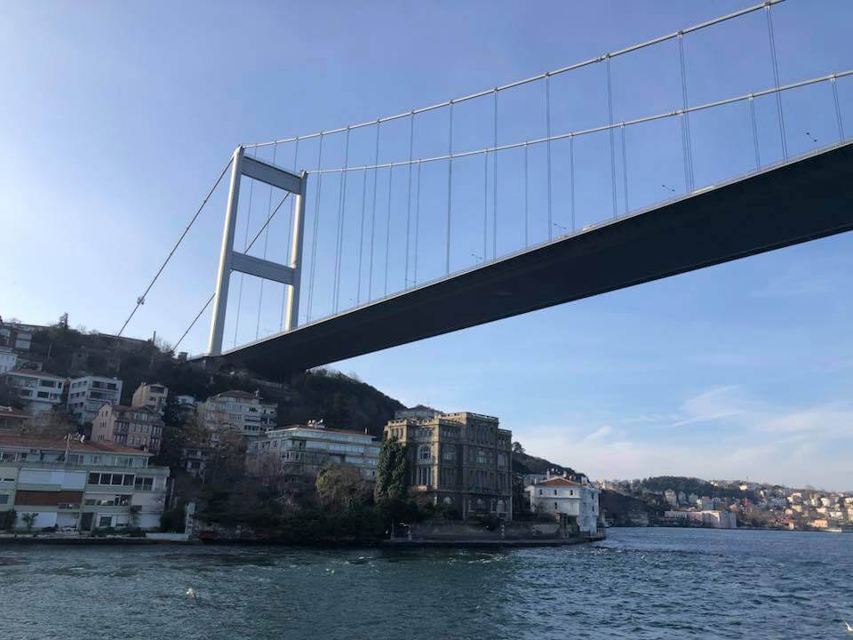 The gorgeous Bosphorus suspension bridge when seen from the cruise