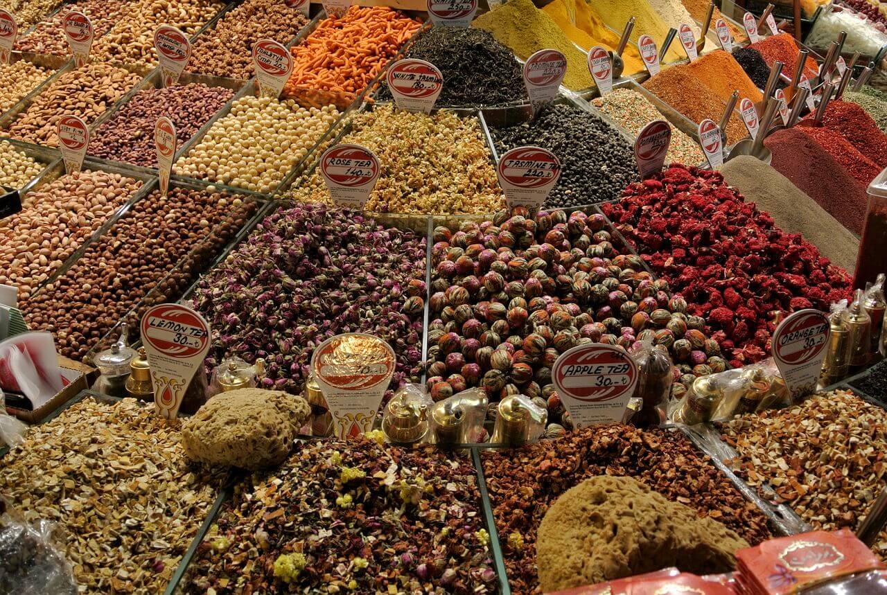 The varieties of spices at the Spice Bazaar