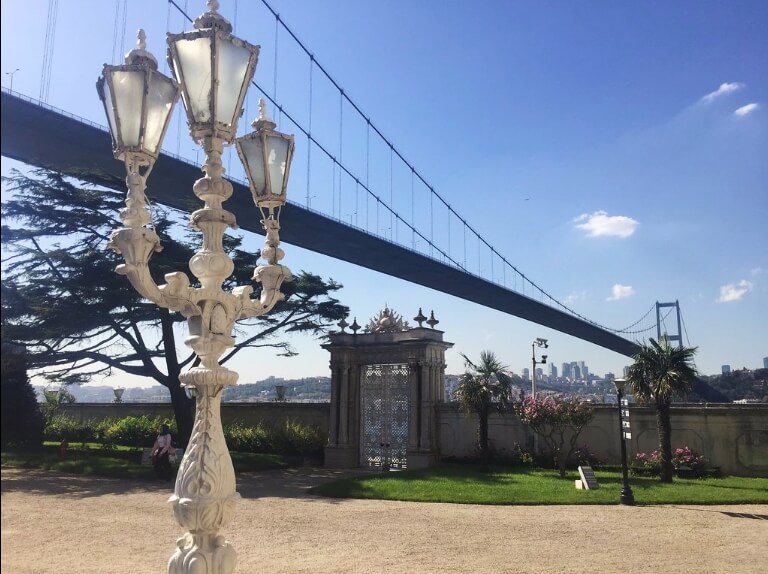 View of the Bosphorus suspension bridge from the palace