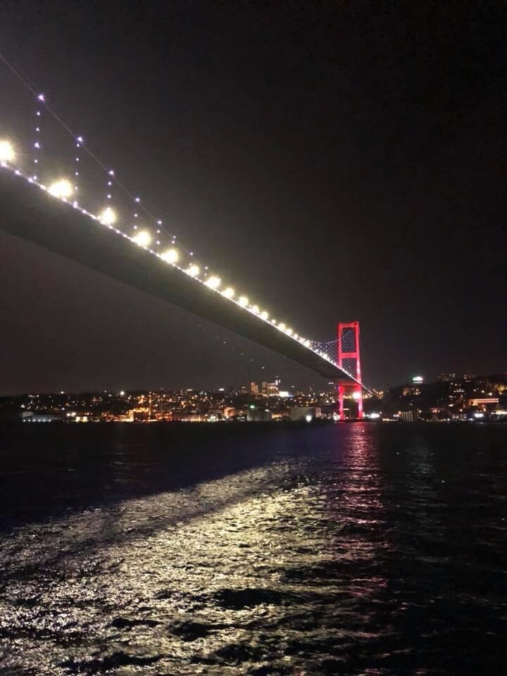 View of the magical Bosphorus suspension bridge at night