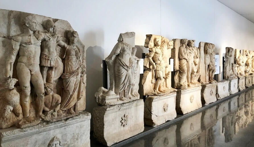 Sebasteion reliefs inside the Aphrodisias Museum
