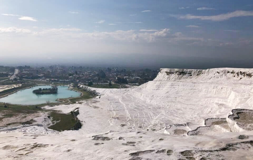 The beautiful calcite white travertines with thermal pools are the highlight of the Pamukkale tour