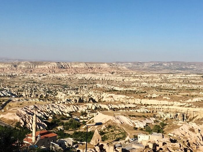 Stunning view from the top of the Uchisar Castle, which is the most popular tourist spot in the Cappadocia Red and Green tours combined