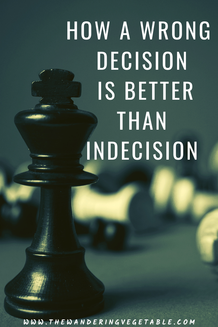 Even if there's a risk to go wrong, make a decision and give yourself an opportunity to succeed instead of being indecisive and living a stagnant life because a wrong decision is better than indecision