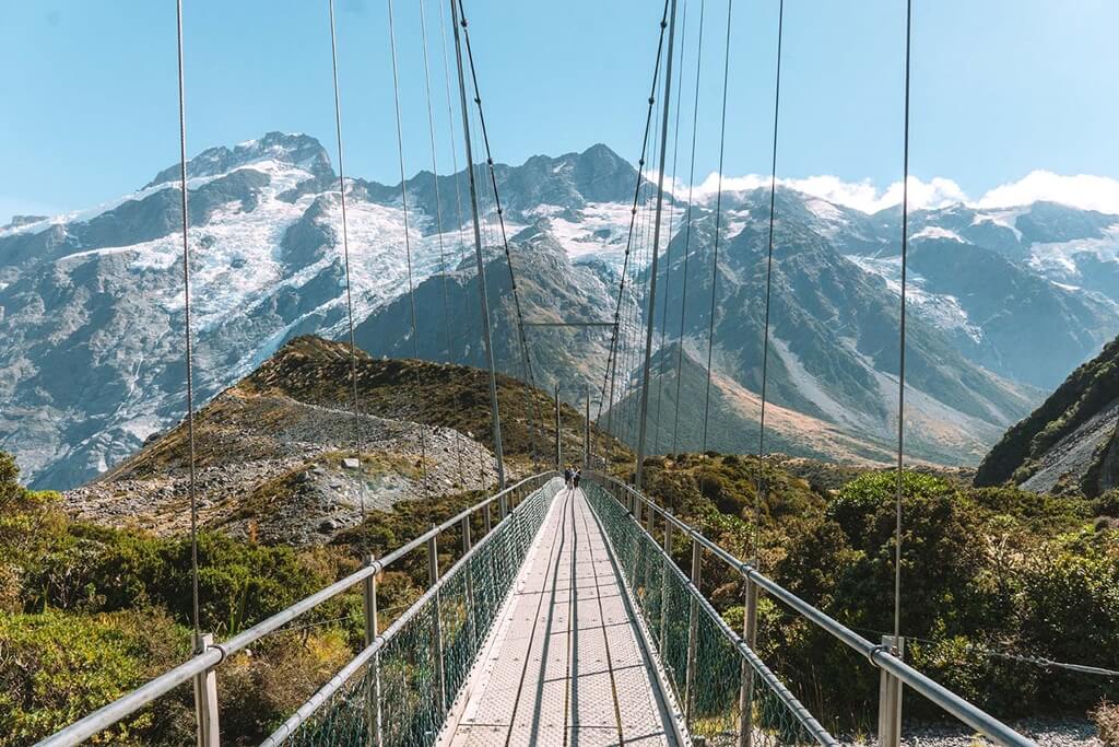 The Hooker Valley Track in Mount Cook National Park is one of the most famous hikes in New Zealand South Island 