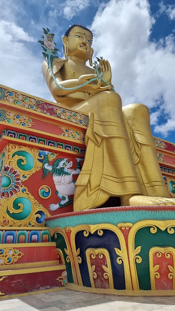A strikingly huge 75 feet gold-gilded statue of Maitreya Buddha at the Likir Monastery makes the monastery a must-do in the 7-day Leh Ladakh itinerary