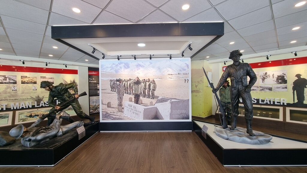 A view from inside the museum at Rezang La War Memorial