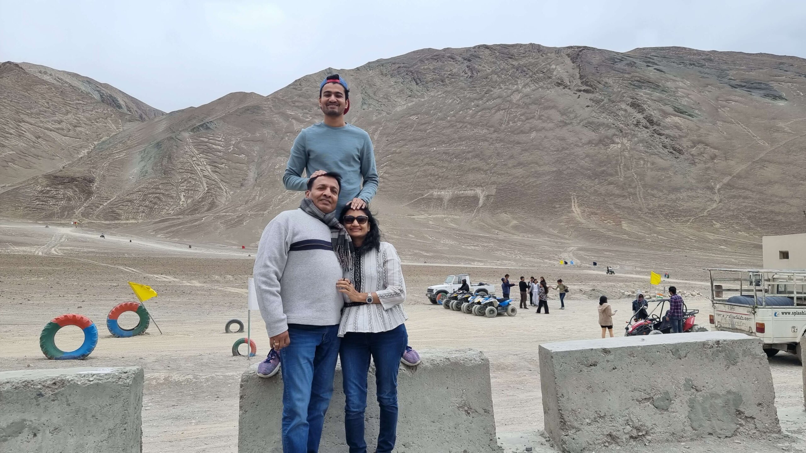 My parents & I at the Magnetic Hill in Ladakh